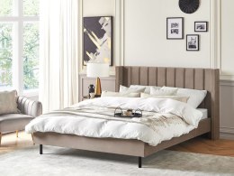 Łóżko welurowe 180 x 200 cm beżowoszare VILLETTE
