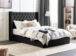 Łóżko z pojemnikiem welurowe 160 x 200 cm czarne LUBBON