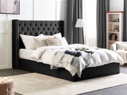 Łóżko z pojemnikiem welurowe 180 x 200 cm czarne LUBBON