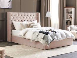 Łóżko z pojemnikiem welurowe 180 x 200 cm różowe LUBBON