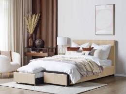 Łóżko z szufladami tapicerowane 140 x 200 cm beżowe LA ROCHELLE