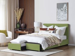Łóżko z szufladami tapicerowane 140 x 200 cm zielone LA ROCHELLE