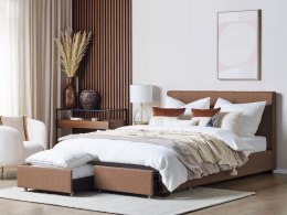 Łóżko z szufladami tapicerowane 180 x 200 cm brązowe LA ROCHELLE