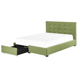Łóżko z szufladami tapicerowane 180 x 200 cm zielone LA ROCHELLE