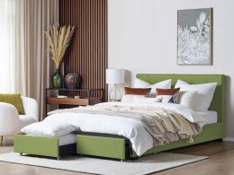 Łóżko z szufladami tapicerowane 180 x 200 cm zielone LA ROCHELLE