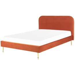 Łóżko welurowe 140 x 200 cm pomarańczowe FLAYAT