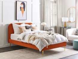 Łóżko welurowe 140 x 200 cm pomarańczowe FLAYAT