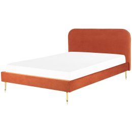 Łóżko welurowe 160 x 200 cm pomarańczowe FLAYAT
