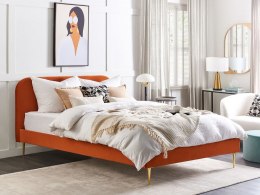 Łóżko welurowe 180 x 200 cm pomarańczowe FLAYAT