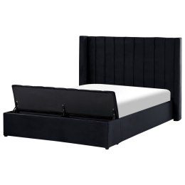 Łóżko welurowe z ławką 140 x 200 cm czarne NOYERS