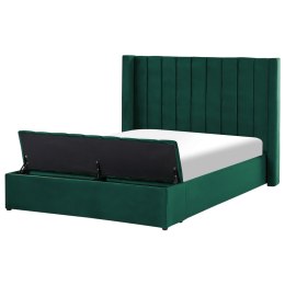 Łóżko welurowe z ławką 140 x 200 cm zielone NOYERS