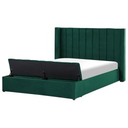 Łóżko welurowe z ławką 160 x 200 cm zielone NOYERS