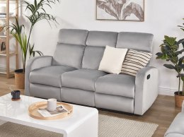 Sofa 3-osobowa welurowa z manualną funkcją relaksu jasnoszara VERDAL