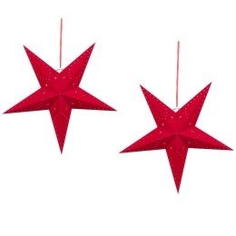 Zestaw 2 wiszących gwiazd welurowych LED 45 cm czerwony MOTTI