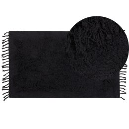 Dywan shaggy bawełniany 80 x 150 cm czarny BITLIS