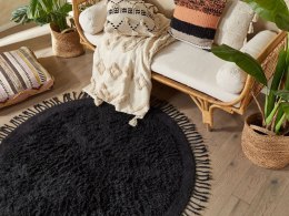 Dywan shaggy okrągły bawełniany ⌀ 140 cm czarny BITLIS