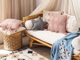 Bawełniana poduszka dekoracyjna tuftowana z frędzlami 45 x 45 cm różowa TORENIA