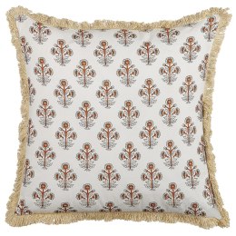 Bawełniana poduszka dekoracyjna w kwiaty 45 x 45 cm biała OMORIKA