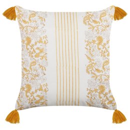 Bawełniana poduszka dekoracyjna w kwiaty 45 x 45 cm żółto-biała BILOBA