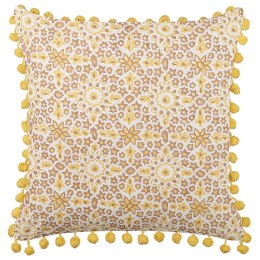 Bawełniana poduszka dekoracyjna w kwiaty wzór 45 x 45 cm żółta LYCROIS