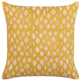 Bawełniana poduszka dekoracyjna w liście 45 x 45 cm żółta GINNALA