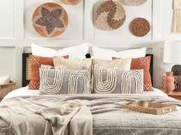 Bawełniana poduszka dekoracyjna z frędzlami 35 x 55 cm szaro-beżowa OCIMUM