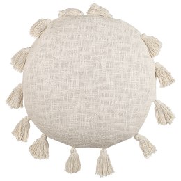 Bawełniana poduszka dekoracyjna z frędzlami ⌀ 45 cm beżowa MADIA