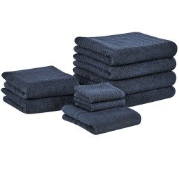 Komplet 9 ręczników bawełnianych frotte ciemnoniebieski MITIARO