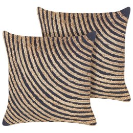 2 bawełniane poduszki z warkoczem jutowym 45 x 45 cm beżowo-czarne BERGENIA
