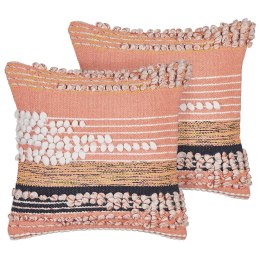 2 bawełniane poduszki ze wzorem w paski 45 x 45 cm pomarańczowe DEUTZIA