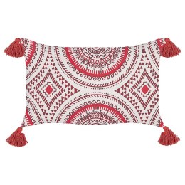 Bawełniana poduszka dekoracyjna w orientalny wzór 30 x 50 cm czerwono-biała ANTHEMIS