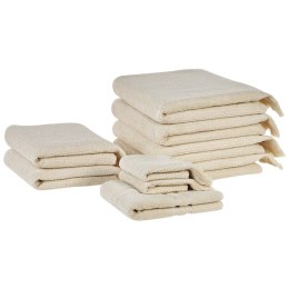Komplet 9 ręczników bawełnianych frotte beżowy ATIU