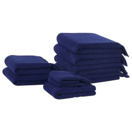 Komplet 9 ręczników bawełnianych frotte niebieski ATIU