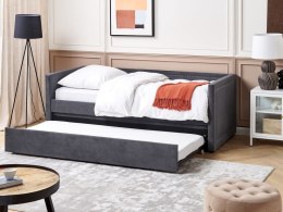 Łóżko wysuwane tapicerowane 90 x 200 cm ciemnoszare MIMIZAN
