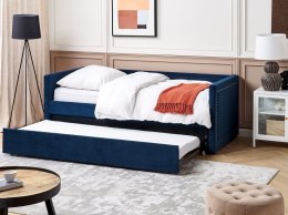 Łóżko wysuwane tapicerowane 90 x 200 cm niebieskie MIMIZAN