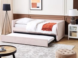 Łóżko wysuwane tapicerowane 90 x 200 cm pastelowy róż MIMIZAN