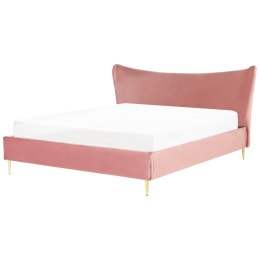 Łóżko welurowe 180 x 200 cm różowe CHALEIX