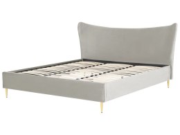 Łóżko welurowe 180 x 200 cm szare CHALEIX