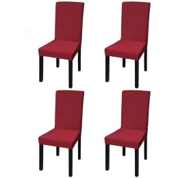  Elastyczne pokrowce na krzesła w prostym stylu, bordo 4 szt.