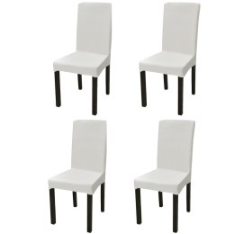 Lumarko Elastyczne pokrowce na krzesło w prostym stylu kremowe, 4 szt.