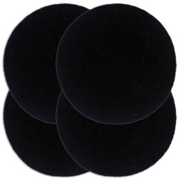 Lumarko Maty na stół, 4 szt., gładkie, czarne, 38 cm, okrągłe, bawełna