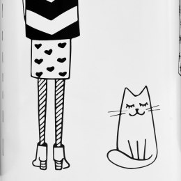  Stojak na parasole, wzór z kobietami i kotem, stalowy, biały