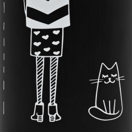  Stojak na parasole, wzór z kobietami i kotem, stalowy, czarny
