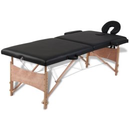 Lumarko Czarny składany stół do masażu 2 strefy z drewnianą ramą