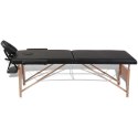  Czarny składany stół do masażu 2 strefy z drewnianą ramą Lumarko!