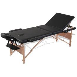 Lumarko Czarny składany stół do masażu 3 strefy z drewnianą ramą