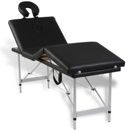 Lumarko Czarny składany stół do masażu 4 strefy z aluminiową ramą