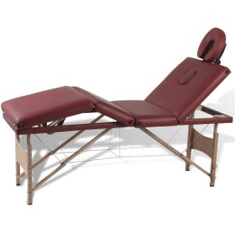 Lumarko Czerwony składany stół do masażu 4 strefy z drewnianą ramą