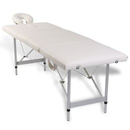  Kremowo-biały składany stół do masażu 4 strefy z aluminiową ramą Lumarko!
