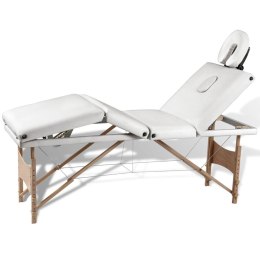 Lumarko Kremowo-biały składany stół do masażu 4 strefy z drewnianą ramą